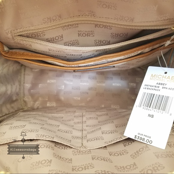 NWT Michael Kors abbey large backpack brown acorn - Picture 7 of 8